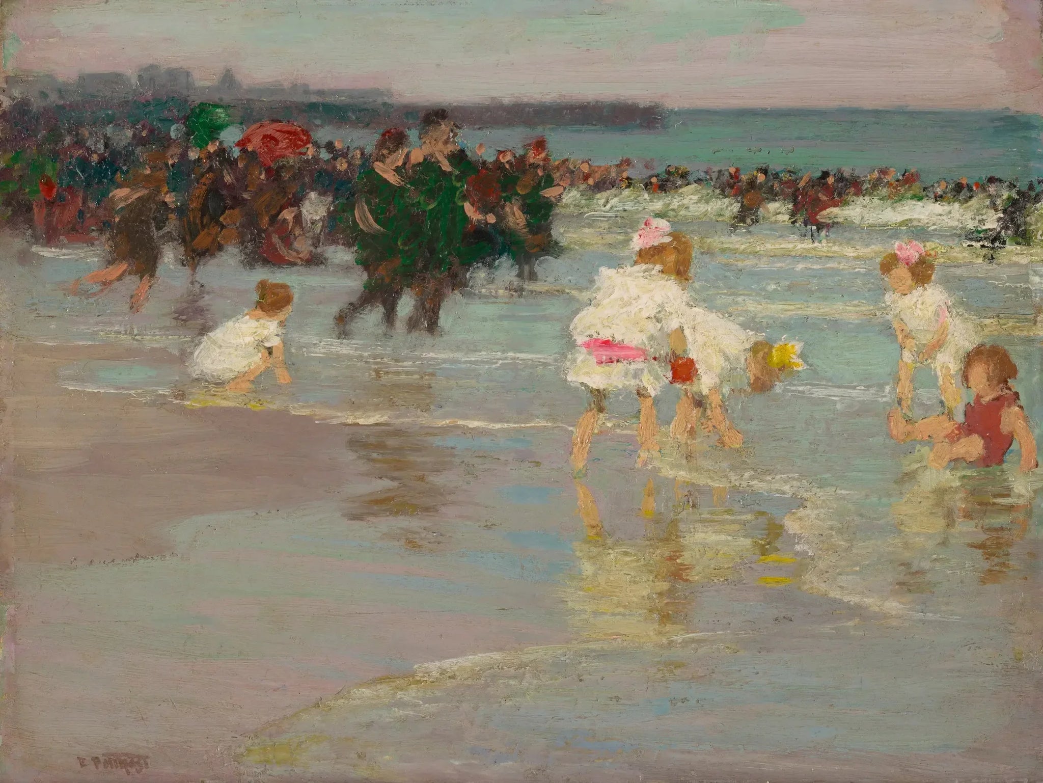 Scène de plage (ou dimanche sur la plage) - Edward Henry Potthast image 1 reproduction artisanale de tableau
