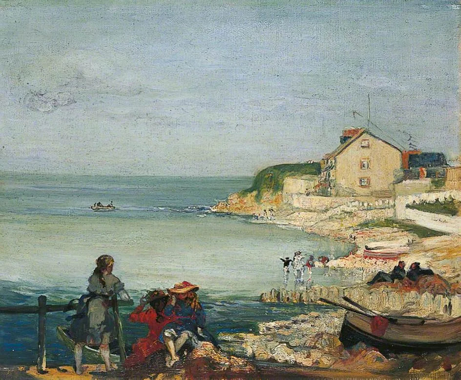 Scène de plage, Swanage, Dorset - Charles Conder image 1 copie de tableau peinte à la main
