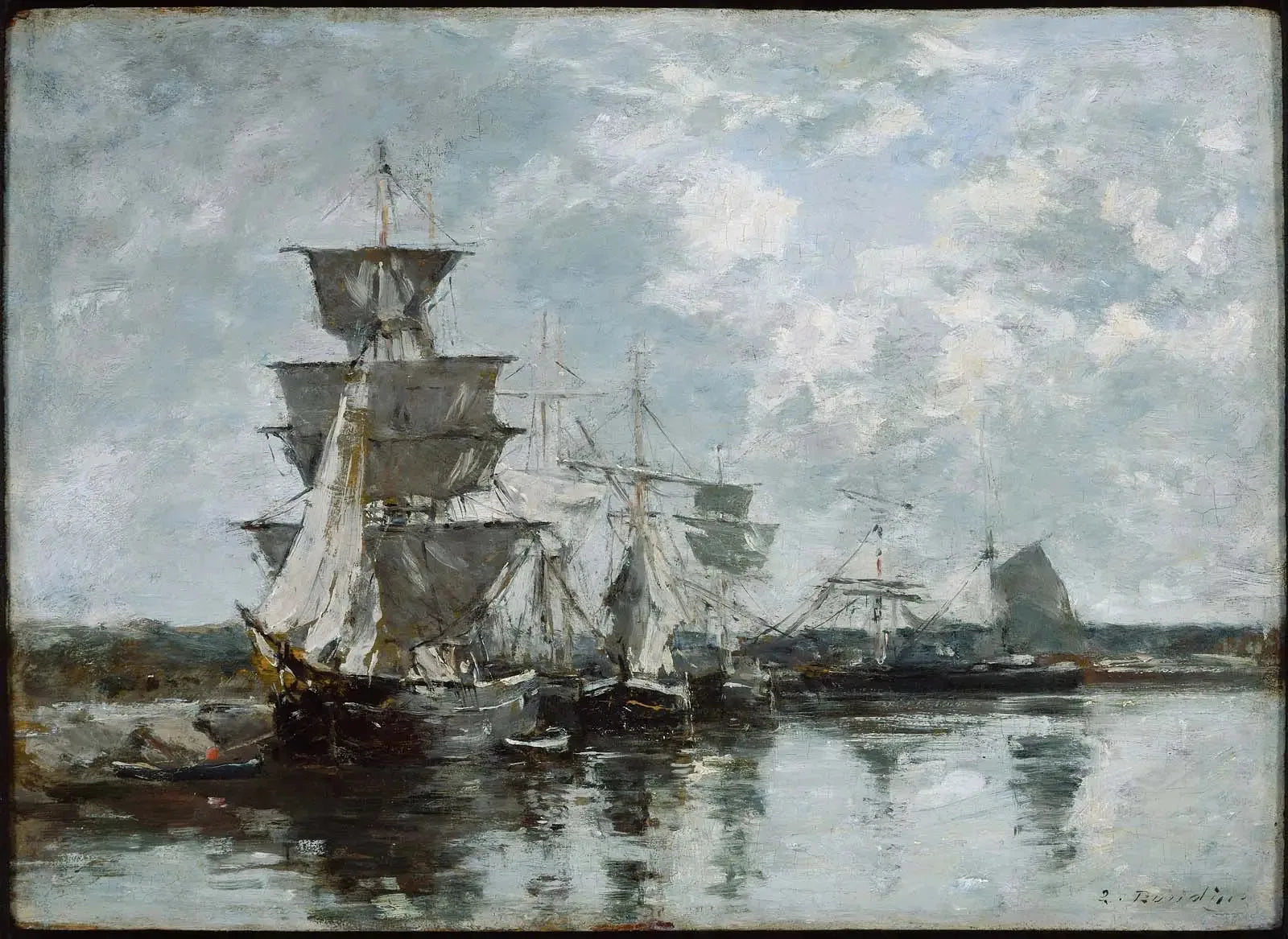 Scène de port - Eugène Boudin image 1 reproduction artisanale de tableau
