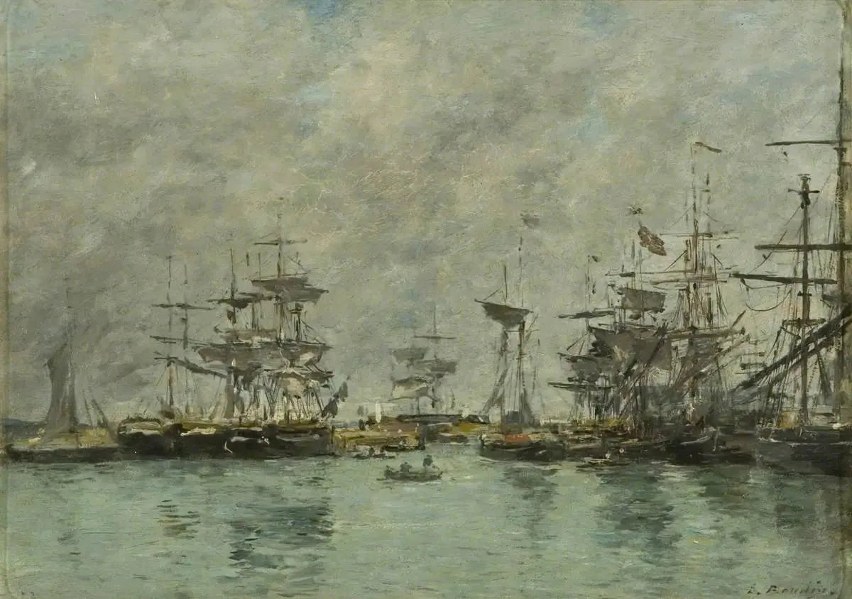 Scène de port - Eugène Boudin image 1 reproduction d’œuvre d’art à l’huile