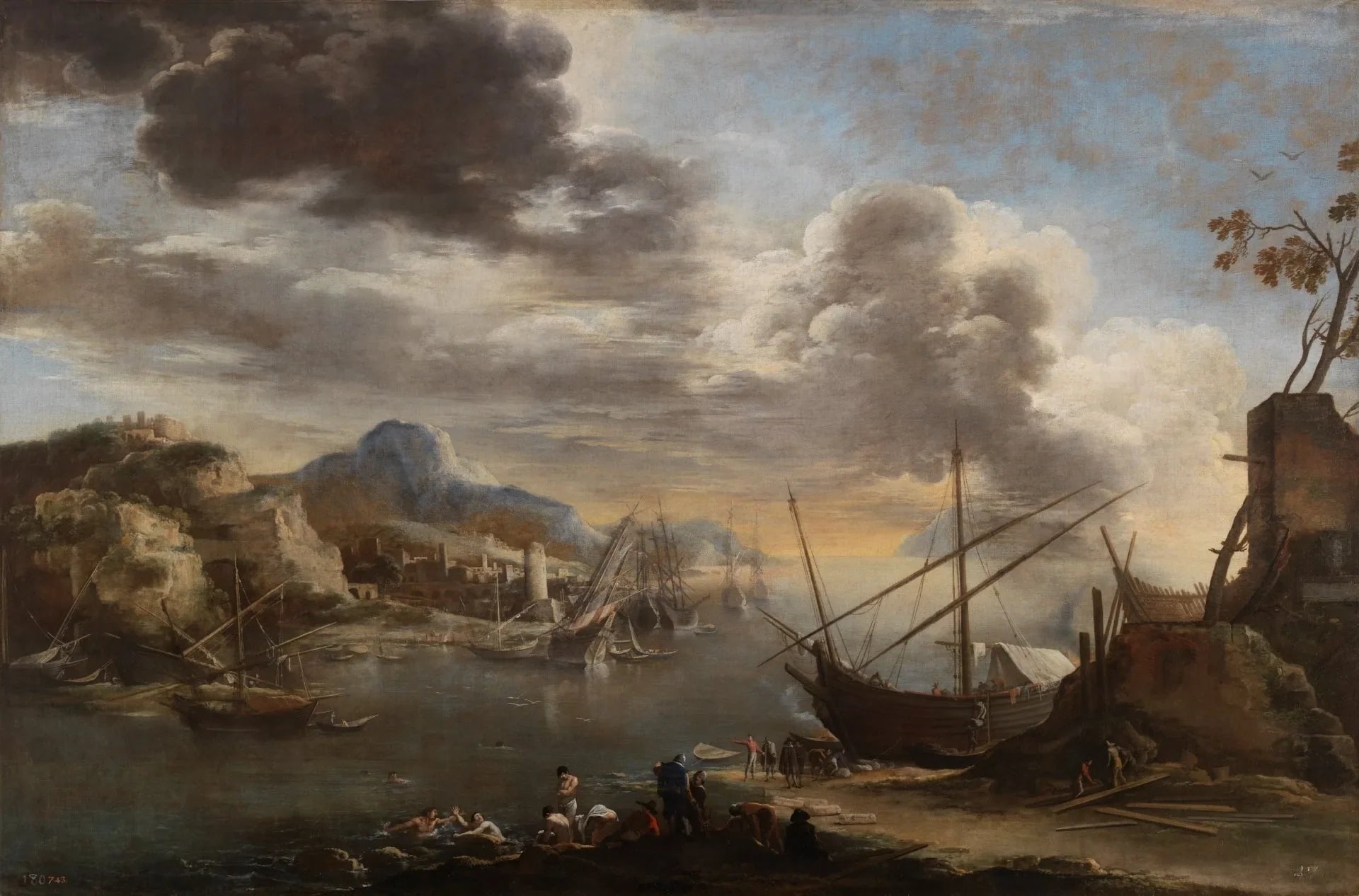 Scène de port - Salvator Rosa image 1 reproduction d’œuvre d’art à l’huile