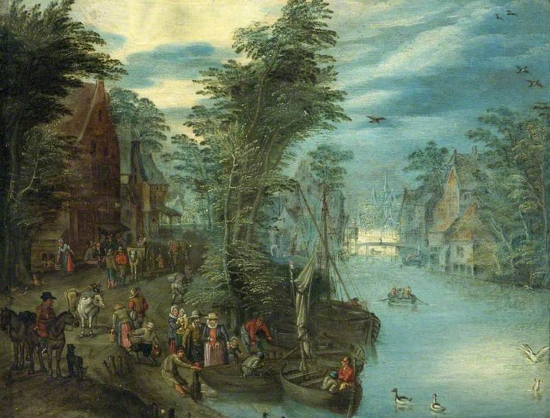 Scène de rivière - Jan Brueghel l'Ancien image 1 copie de tableau peinte à la main