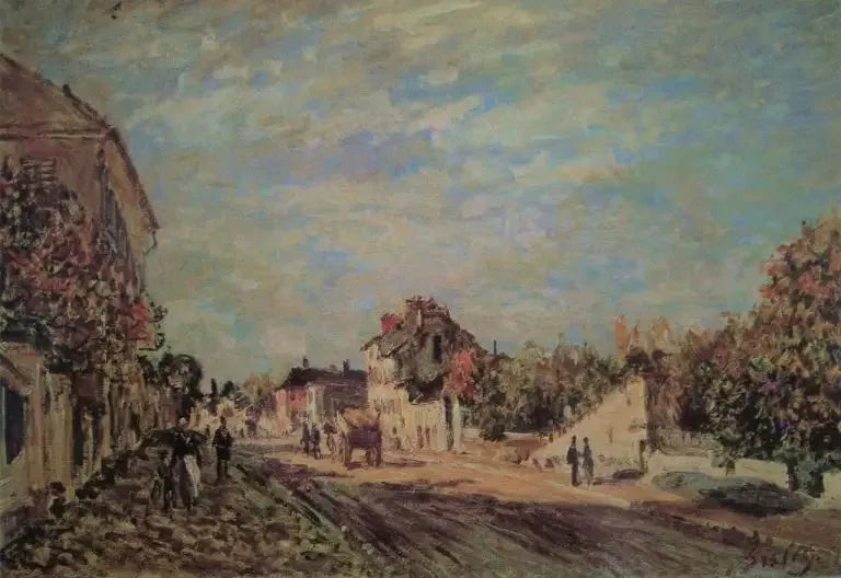Scène de rue à Marly - Alfred Sisley image 1 reproduction de peinture à l’huile