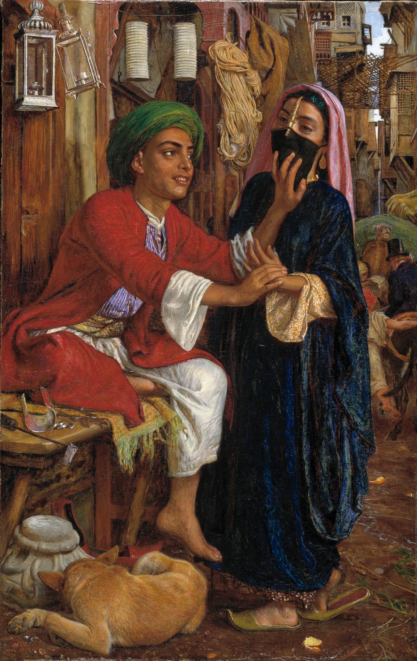 Scène de Rue au Caire : La Cour galante du Fabricant de Lanternes - William Holman Hunt image 1 tableau peint à l’huile sur toile