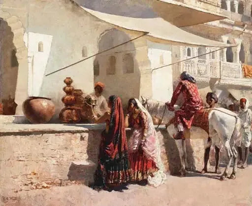 Scène de rue du Rajasthan - Edwin Lord Weeks image 1 reproduction artisanale de tableau
