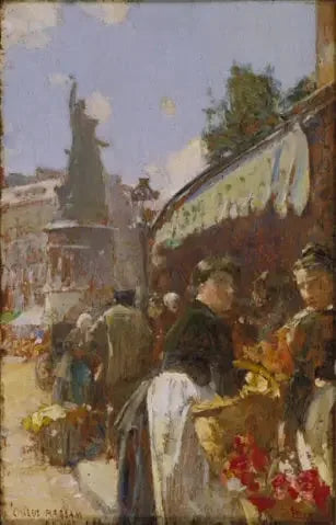 Scène de rue Place Clichy, Paris - Childe Hassam image 1 tableau peint à l’huile sur toile