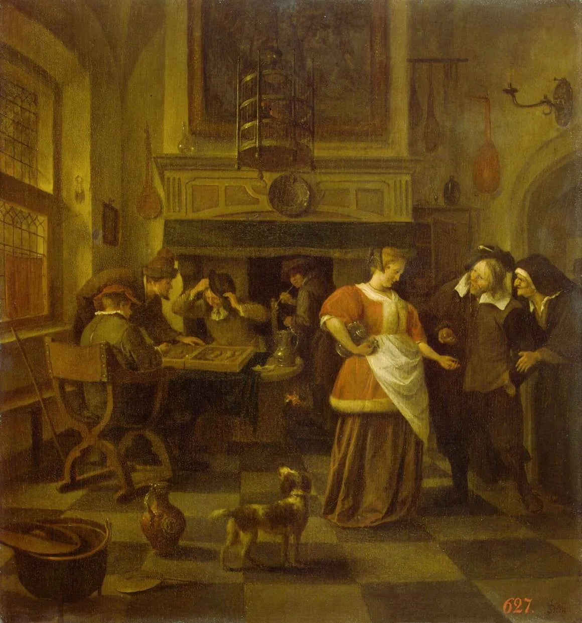 Scène de taverne - Jan Steen image 1 reproduction de peinture à l’huile