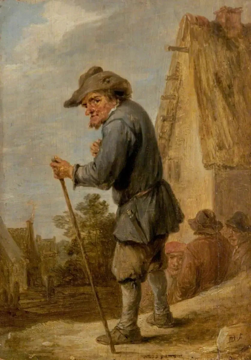 Scène de village avec quatre paysans - David Teniers le Jeune image 1 copie peinte à la main à l’huile