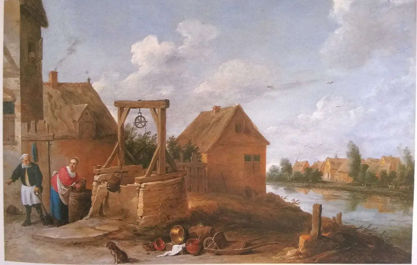 Scène de village avec une femme au puits - David Teniers le Jeune image 1 reproduction d’œuvre d’art à l’huile