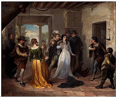 Une scène de Don Quichotte (Rencontre de Don Fernando Dorotea Cardenio et Luscinda à l'auberge) - José Sánchez Pescador