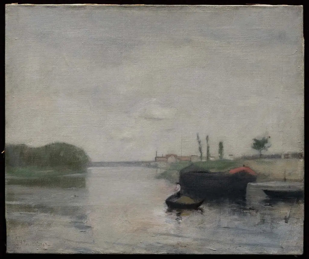 Scène du canal - John Henry Twachtman image 1 copie peinte à la main à l’huile