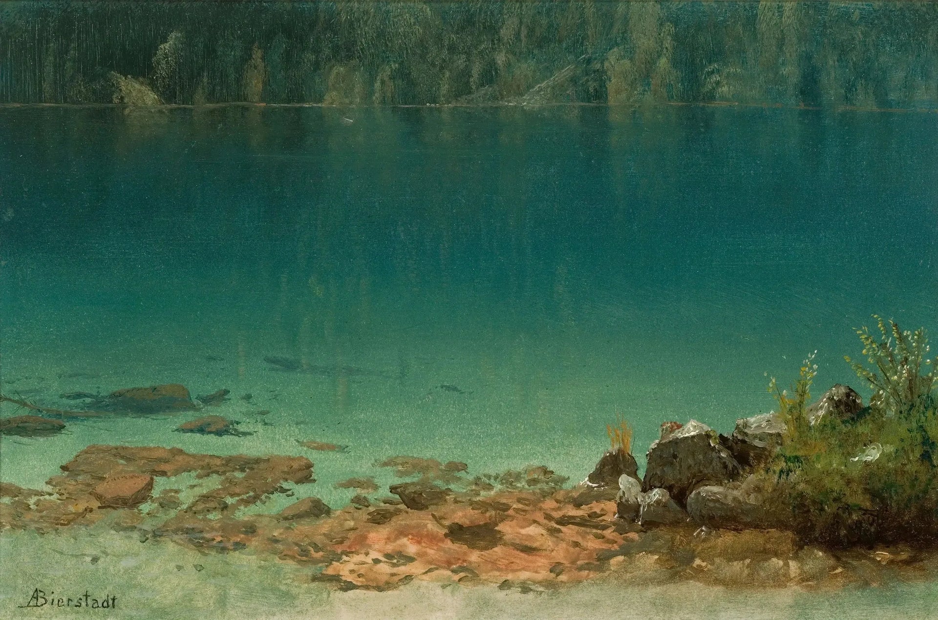 Scène du lac - Albert Bierstadt image 1 copie de tableau peinte à la main