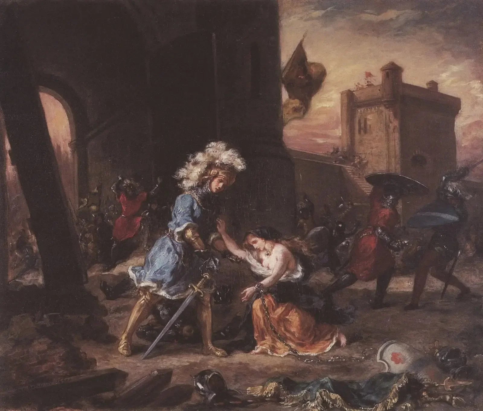 Scène du roman d'Amadis de Gaule - Eugène Delacroix image 1 copie peinte à la main à l’huile