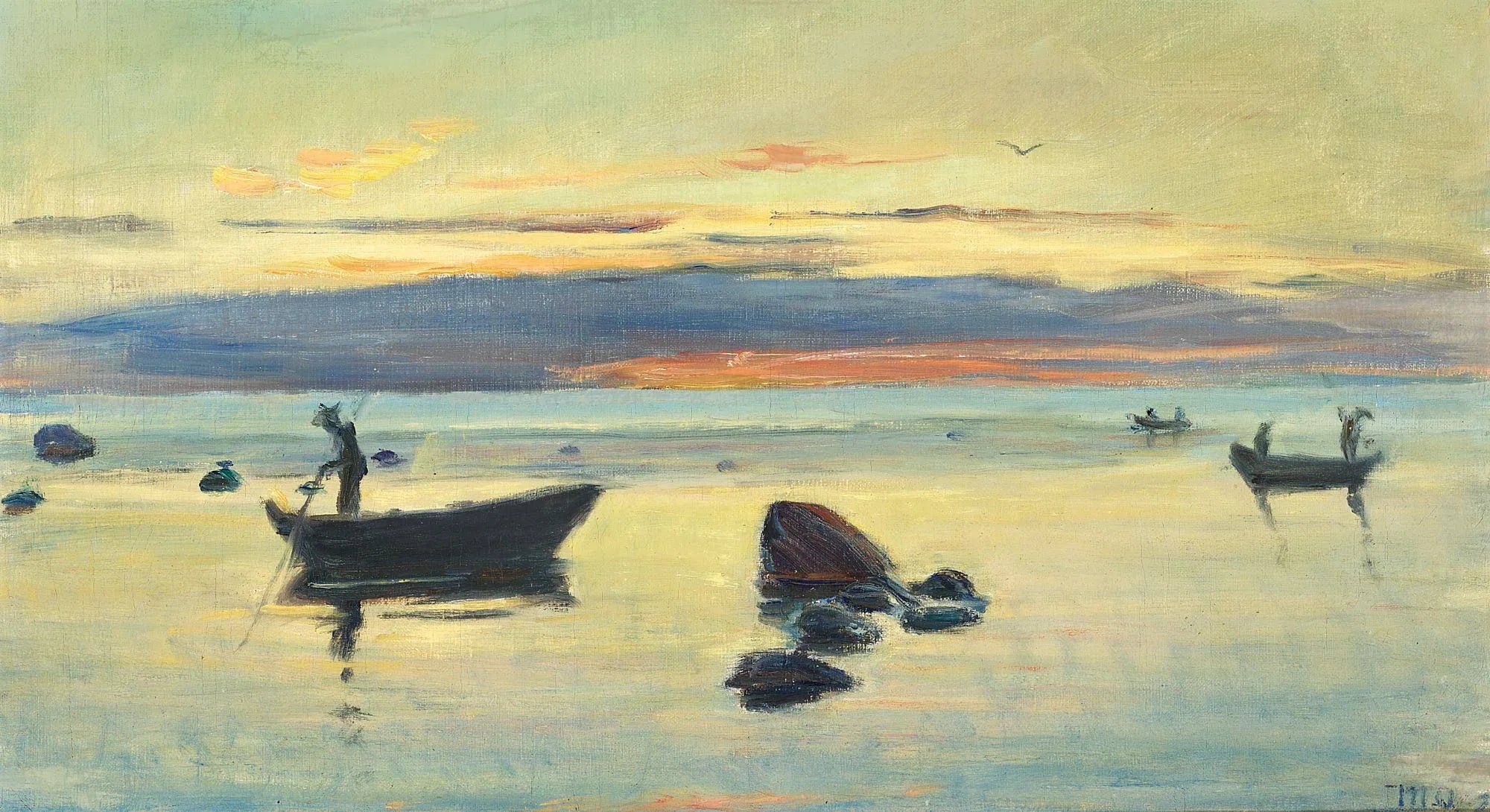Scène du soir de Skagen, Danemark. - Michael Peter Ancher image 1 reproduction artisanale de tableau
