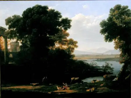 Scène fluviale classique avec vue sur une ville - Claude Lorrain image 1 reproduction artisanale de tableau