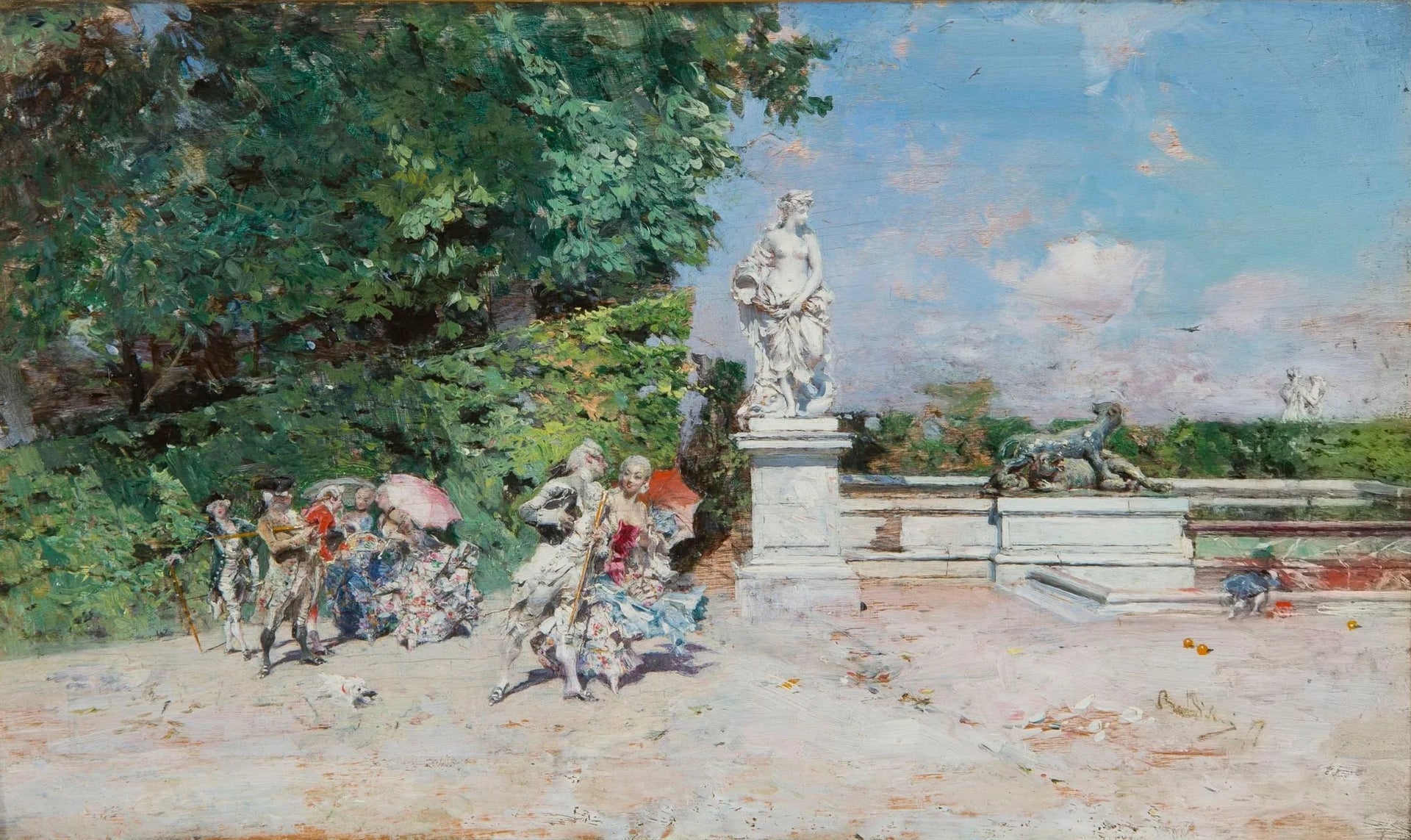Scène galante dans le parc de Versailles - Giovanni Boldini image 1 reproduction d’œuvre d’art à l’huile