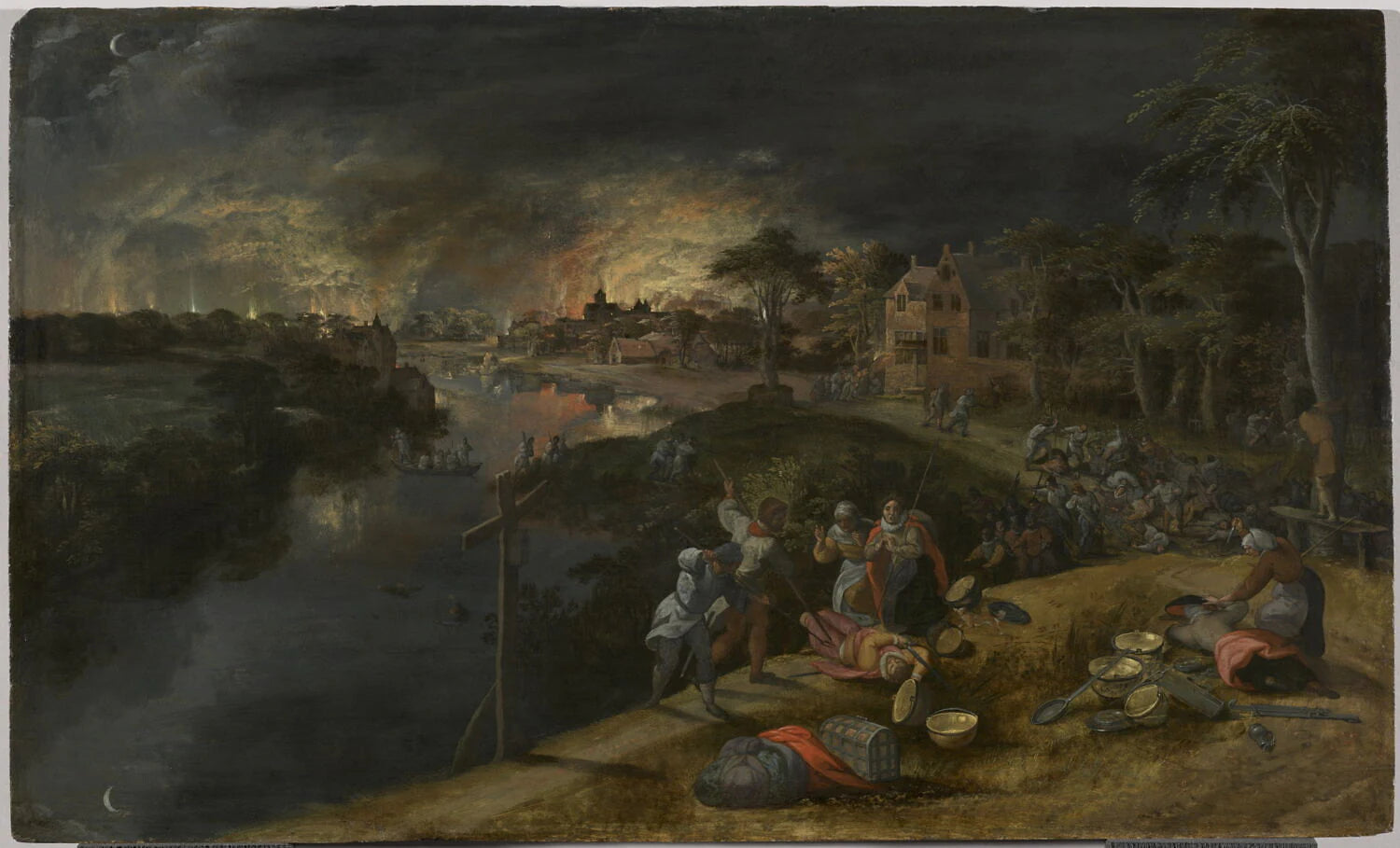 Scène de guerre et d'incendie - Gillis Mostaert
