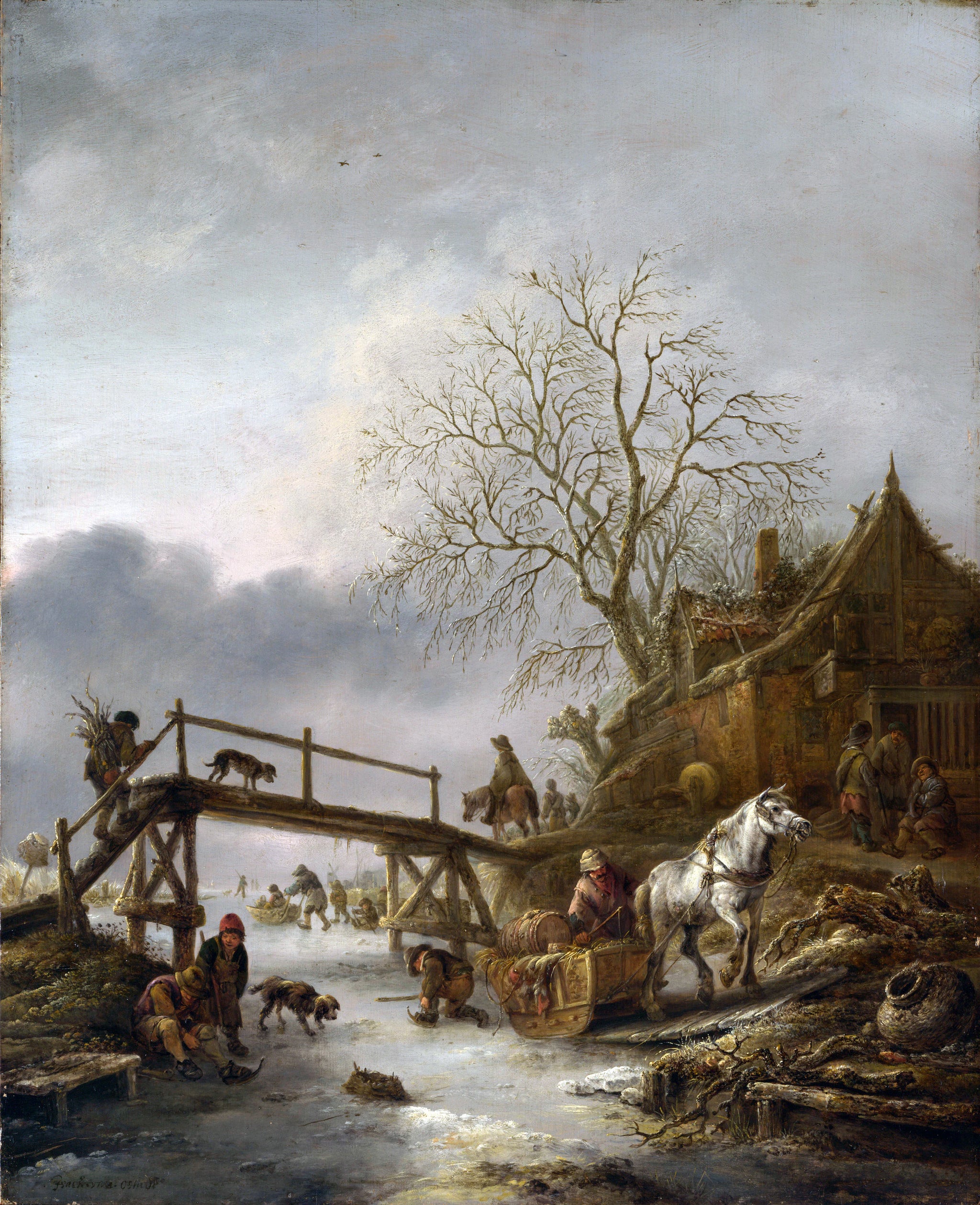 Une scène d'hiver - Isaac van Ostade