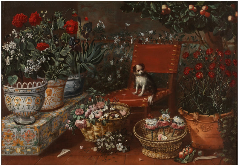 Scène de jardin avec chien - Tomás Yepes