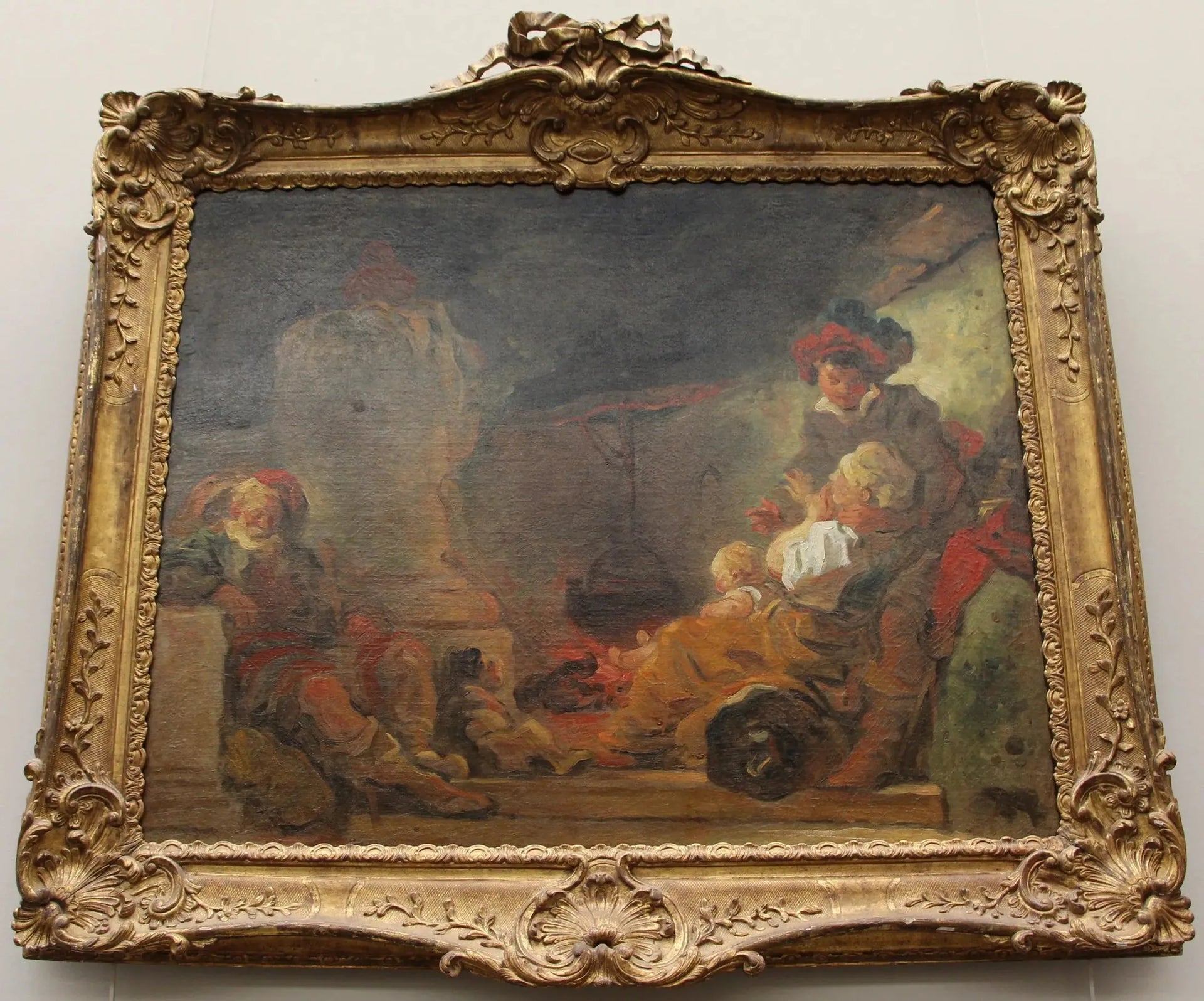Scène nocturne, dite Le songe du mendiant - Jean-Honoré Fragonard image 1 copie peinte à la main à l’huile