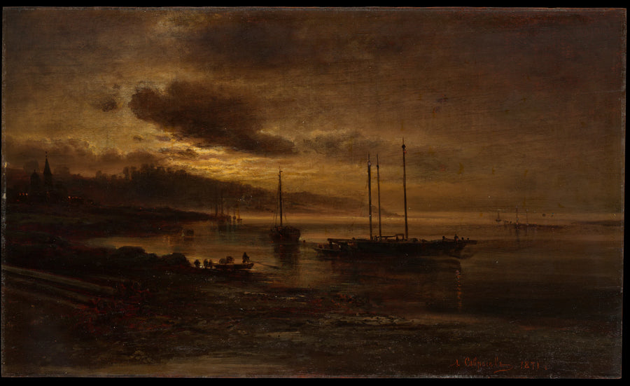 Scène nocturne sur la Volga - Alexei Kondratievich Savrasov