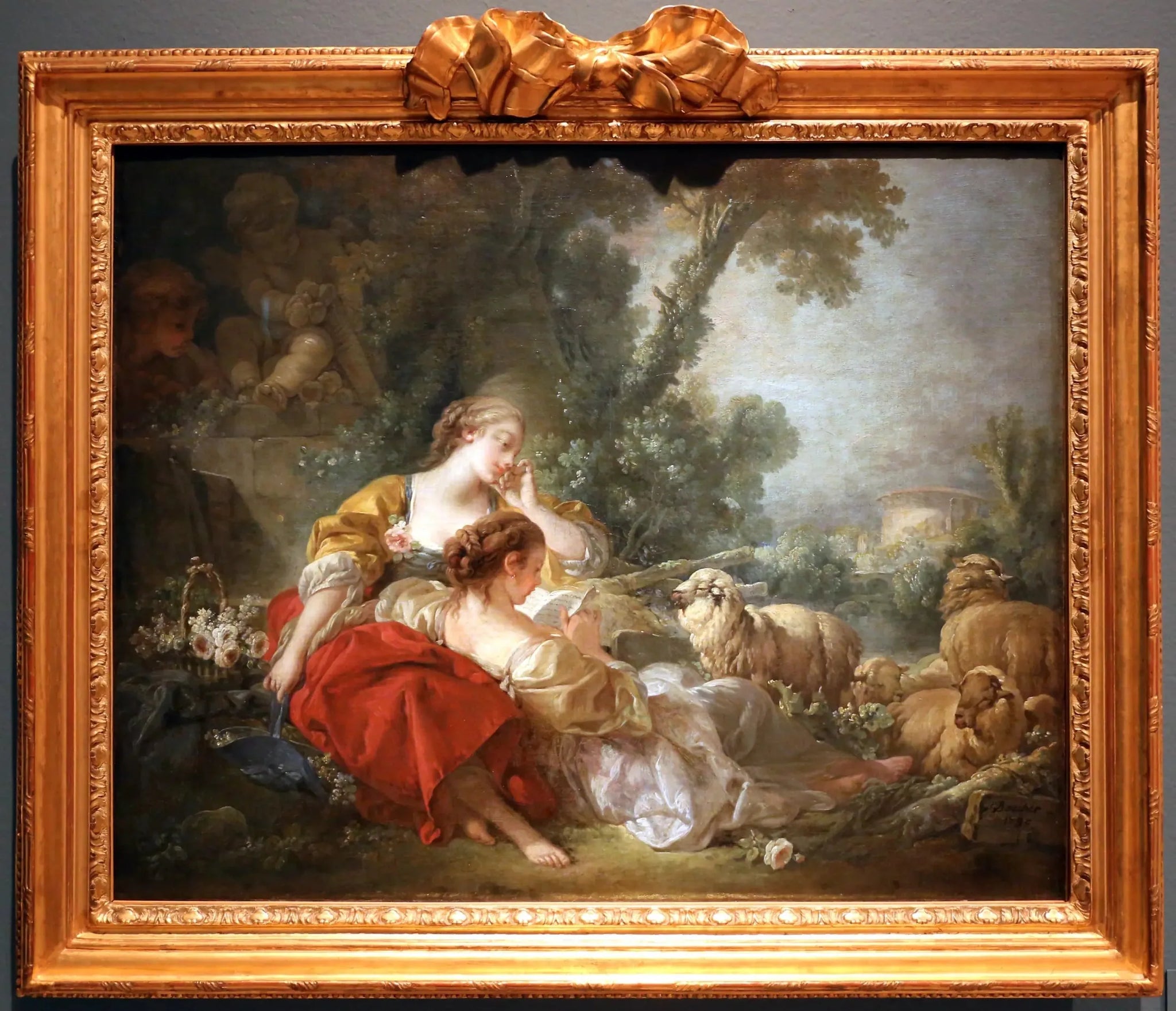 Scène pastorale avec deux bergères - François Boucher image 1 copie peinte à la main à l’huile