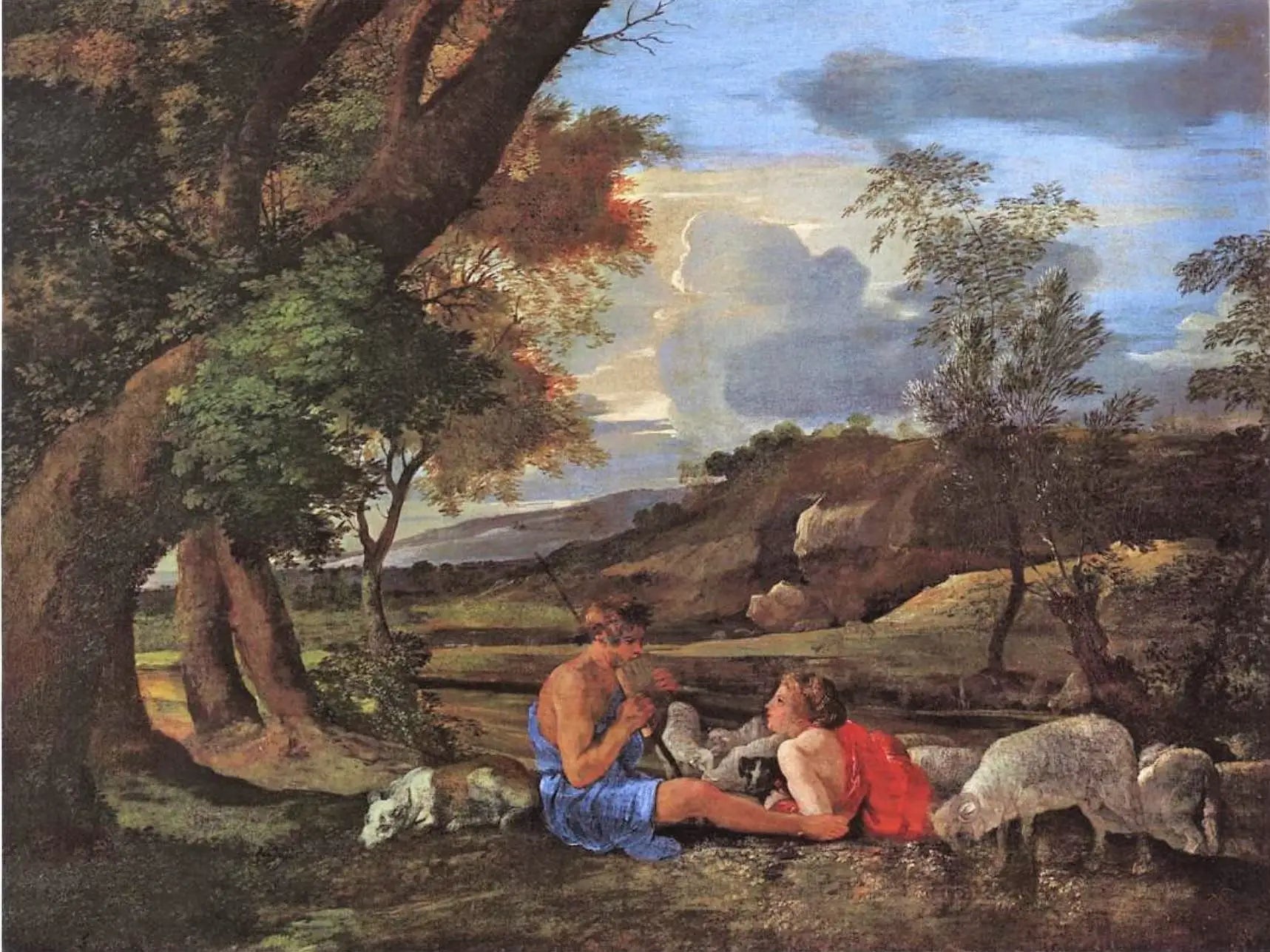 Scène pastorale - Nicolas Poussin image 1 copie peinte à la main à l’huile