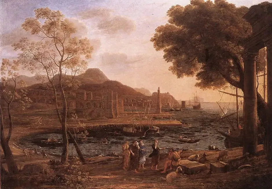 Scène portuaire avec Héliades en deuil - Claude Lorrain image 1 reproduction artisanale de tableau