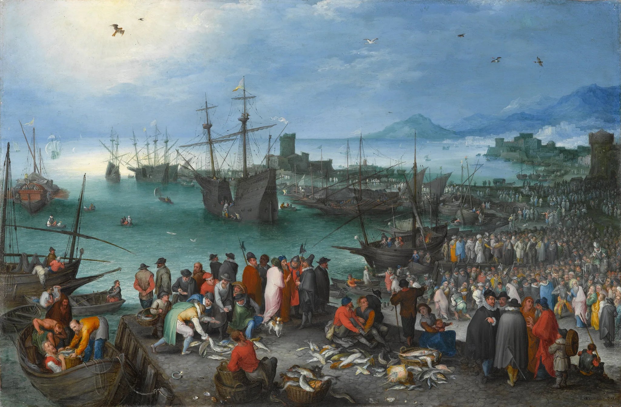 Scène portuaire avec le départ de saint Paul de Césarée - Jan Brueghel l'Ancien image 1 tableau peint à l’huile sur toile