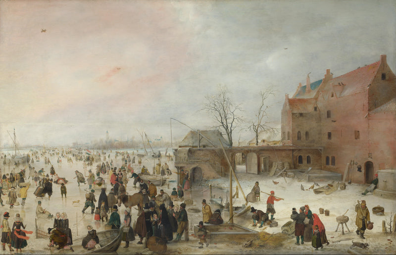 Une scène sur la glace près d'une ville - Hendrick Avercamp