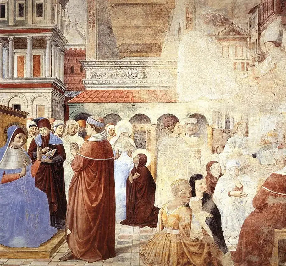 Scènes avec saint Ambroise (scène 9, mur nord) - Benozzo Gozzoli image 1 tableau peint à l’huile sur toile