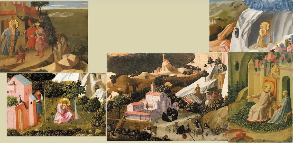 Scènes de la Thébaïde. Extrait d'un panneau découpé en 6 morceaux - Fra Angelico image 1 reproduction de peinture à l’huile