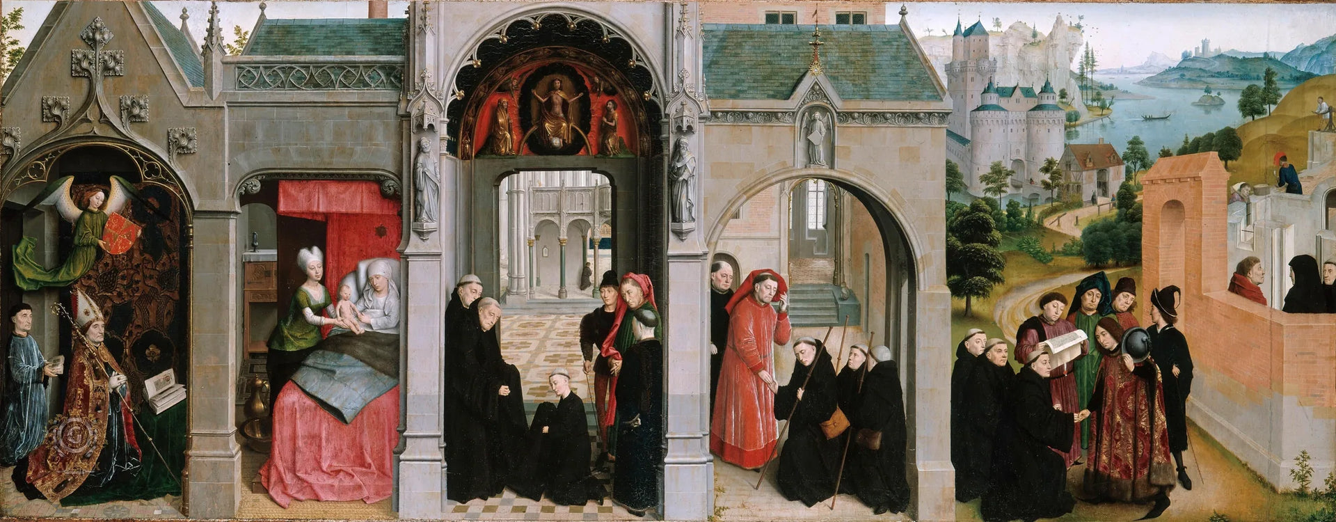Scènes de la vie de saint Bertin - Simon Marmion image 1 reproduction artisanale de tableau