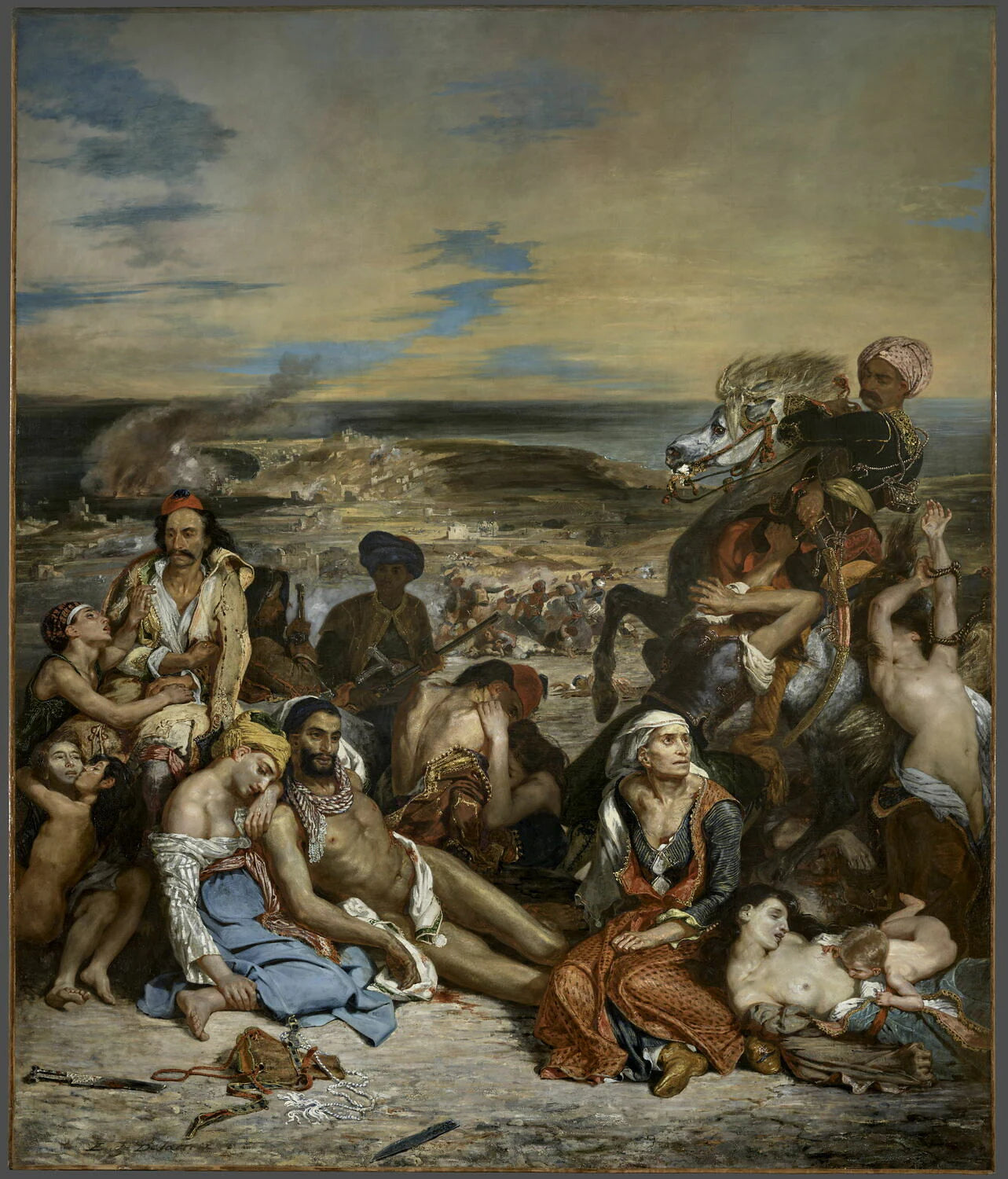Scènes des massacres de Scio : familles grecques attendant la mort ou l'esclavage - Eugène Delacroix