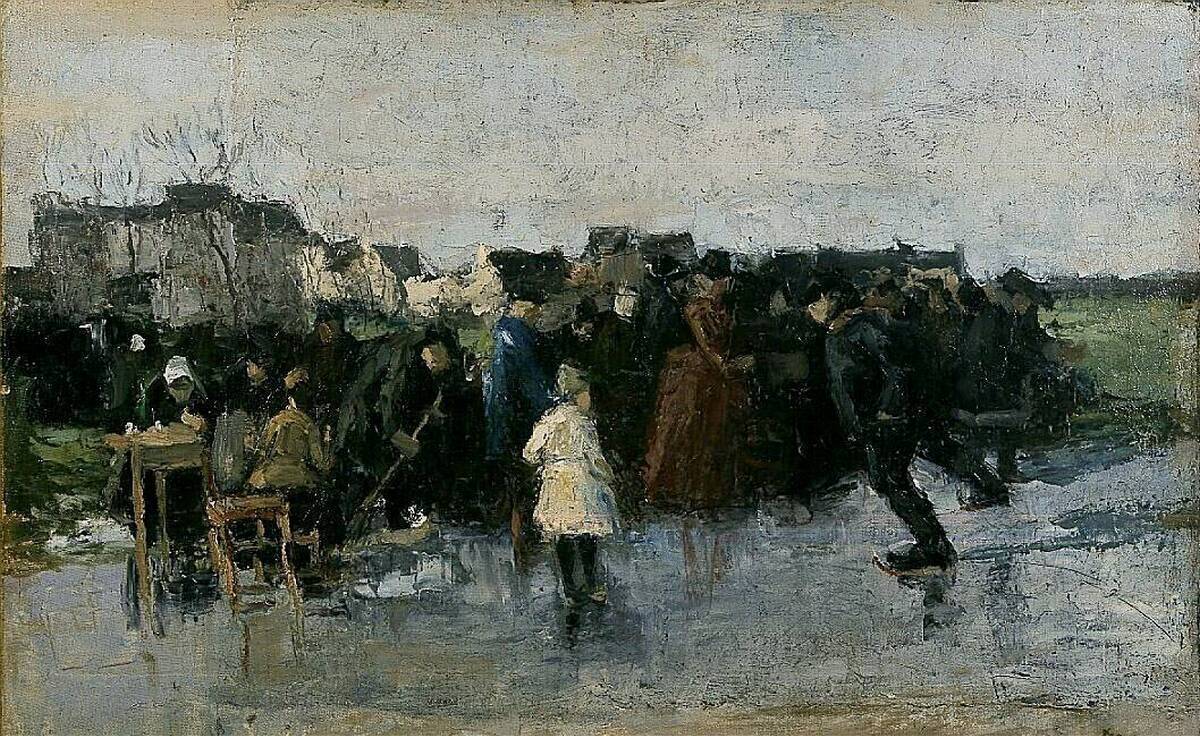 Schaatsenrijders - Jan Toorop image 1 copie de tableau peinte à la main