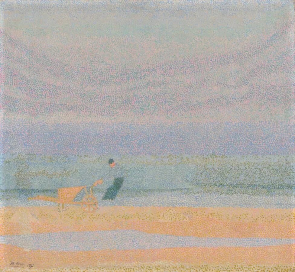 Schelpenvisser op het strand - Jan Toorop image 1 copie de tableau peinte à la main