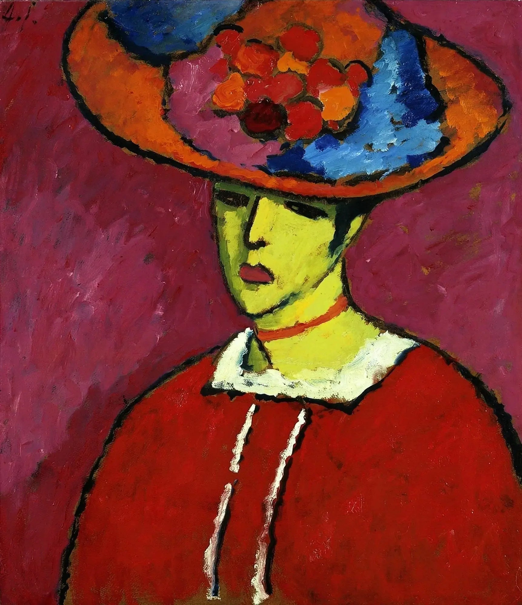 Schokko avec chapeau à larges bords - Alexej von Jawlensky image 1 reproduction de peinture à l’huile