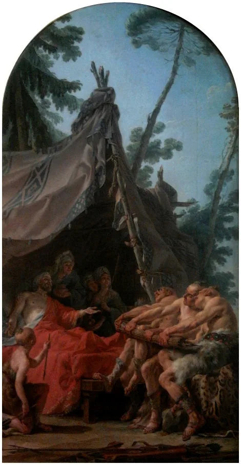 Scilurus, roi Scythe recommandant l'union à ses enfans. - Noël Hallé image 1 tableau peint à l’huile sur toile