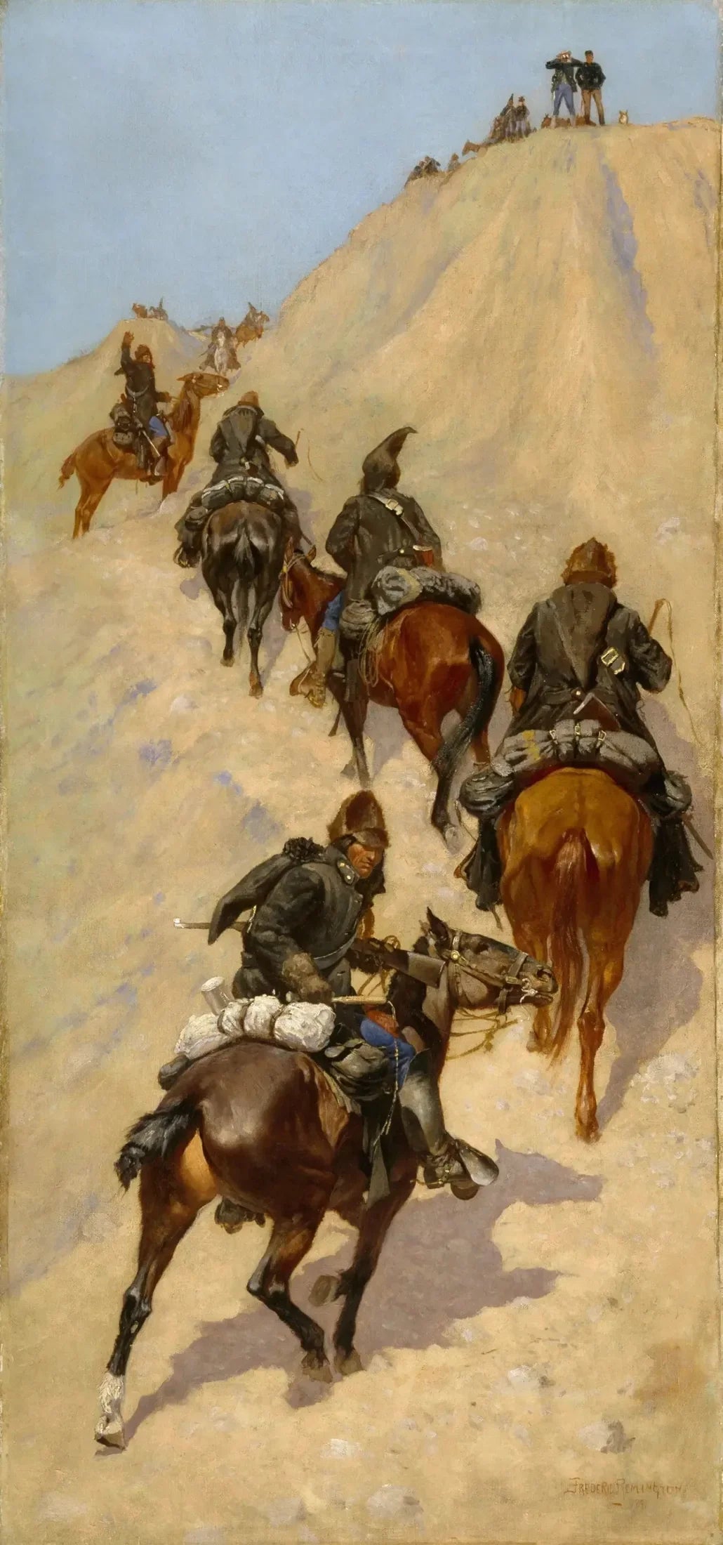 Scouts escaladant une montagne - Frederic Remington image 1 reproduction de peinture à l’huile