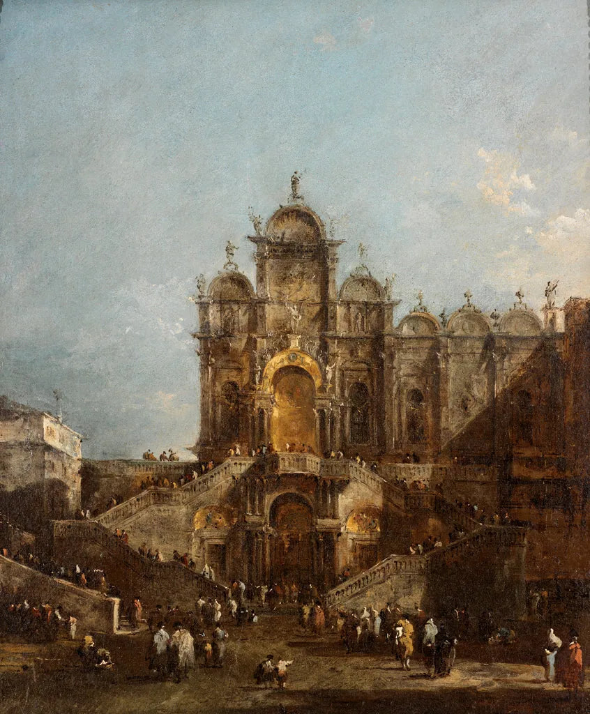 Scuola di San Marco avec Loggia érigée pour la bénédiction du pape Pie VI le 19 mai 1782, Campo San Zanipolo - Francesco Guardi image 1 reproduction artisanale de tableau