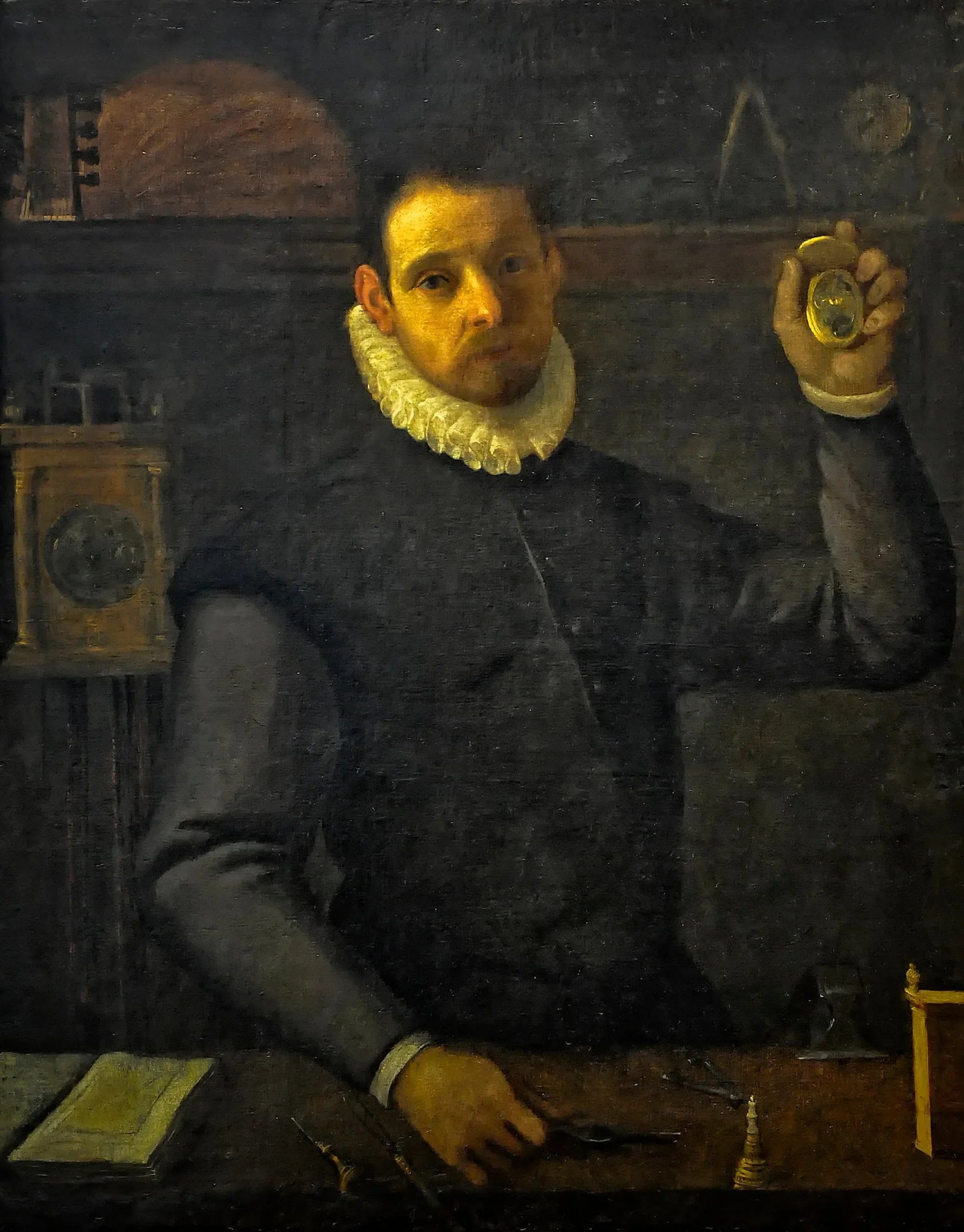 Selbstporträt en tant qu'horloger - Agostino Carracci image 1 copie de tableau peinte à la main