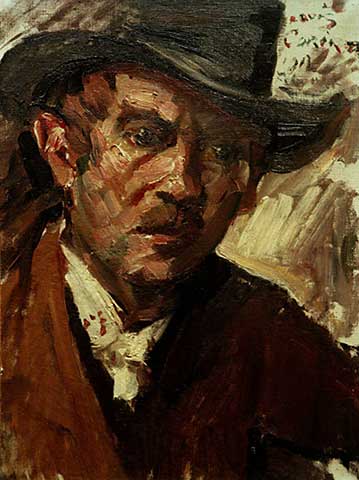 Selbstporträt mit schwarzem Hut - Lovis Corinth