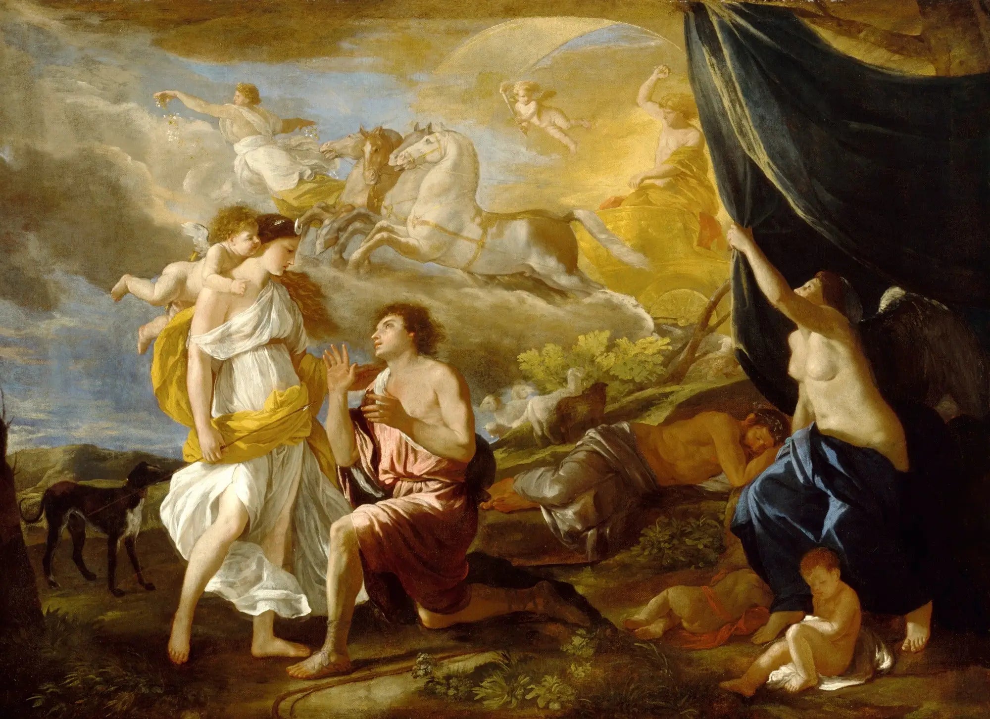 Séléné et Endymion - Nicolas Poussin image 1 copie de tableau peinte à la main