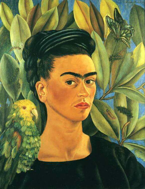 Autoportrait avec Bonito - Frida Kahlo image 1 reproduction de peinture à l’huile