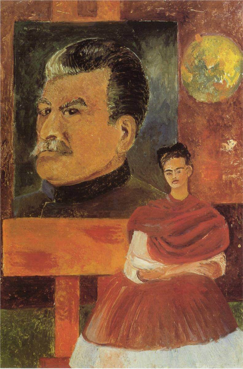 Autoportrait avec Staline - Frida Kahlo image 1 reproduction de peinture à l’huile