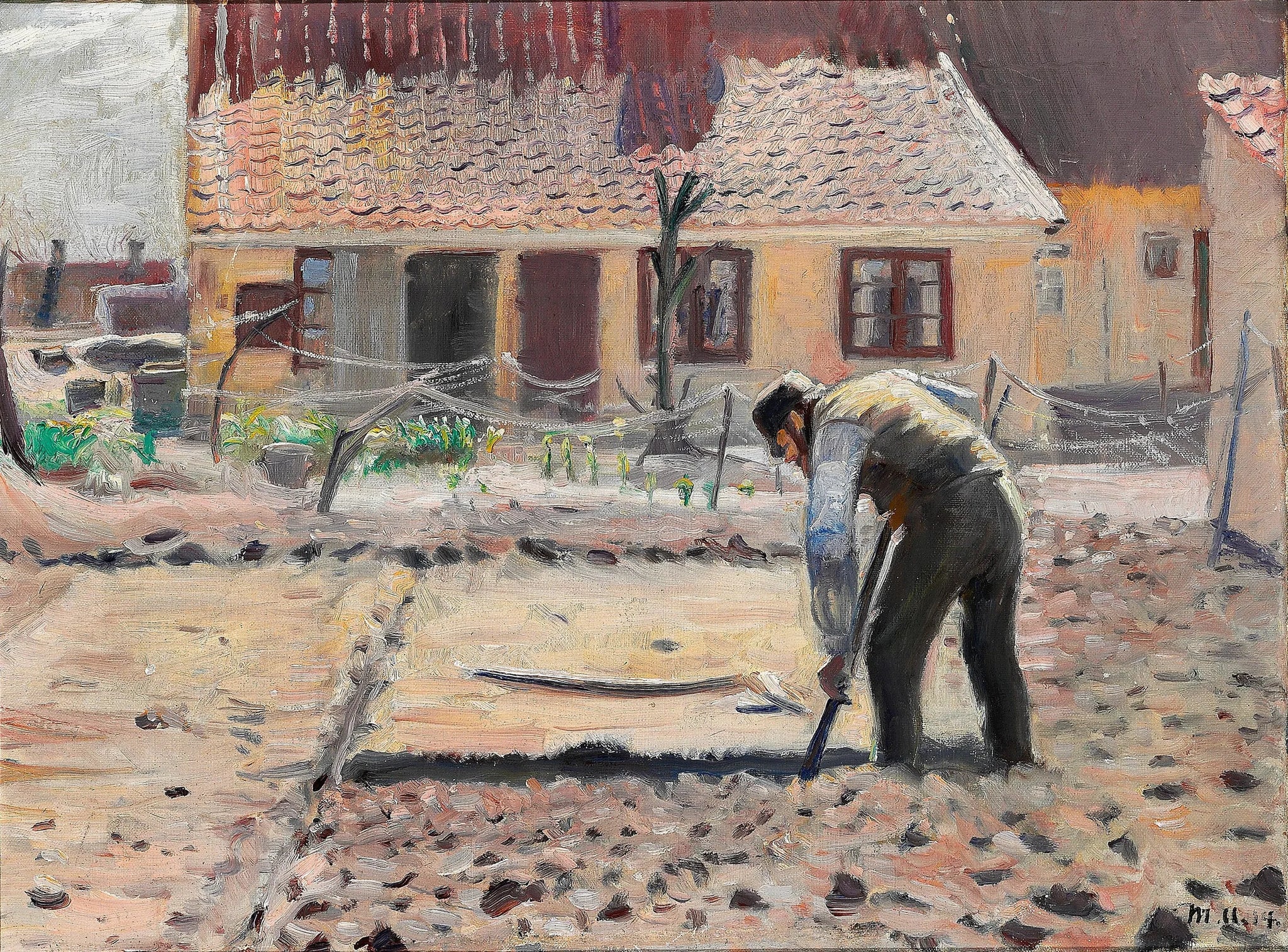 Senius travaille dans son potager. - Michael Peter Ancher image 1 reproduction de peinture à l’huile
