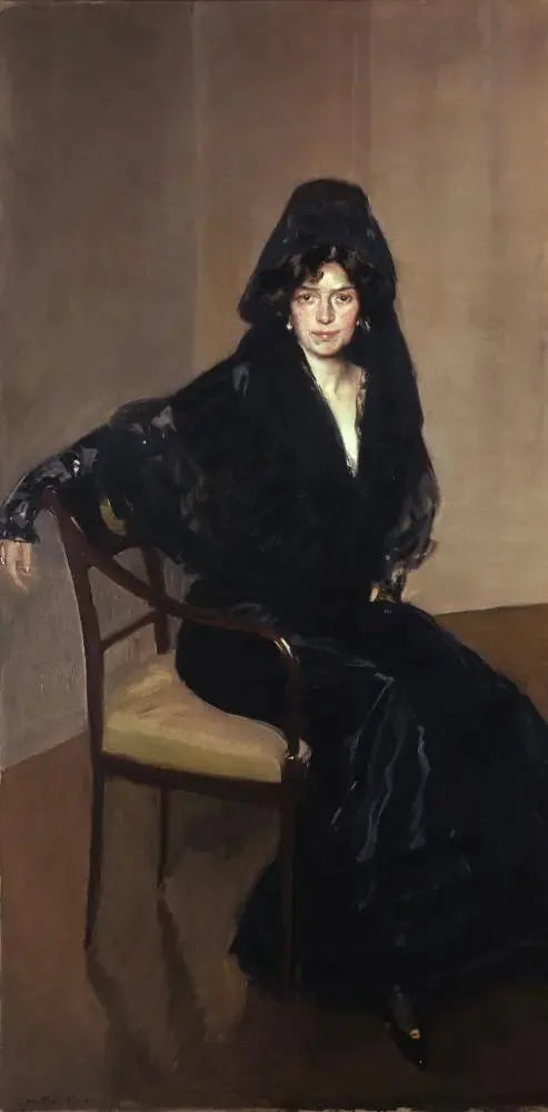 Señora de Sorolla dans une mantille espagnole - Joaquín Sorolla image 1 copie de tableau peinte à la main