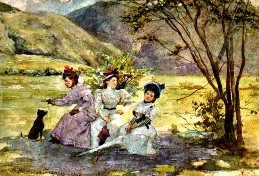 Señoritas en el campo. - Arturo Michelena image 1 reproduction artisanale de tableau