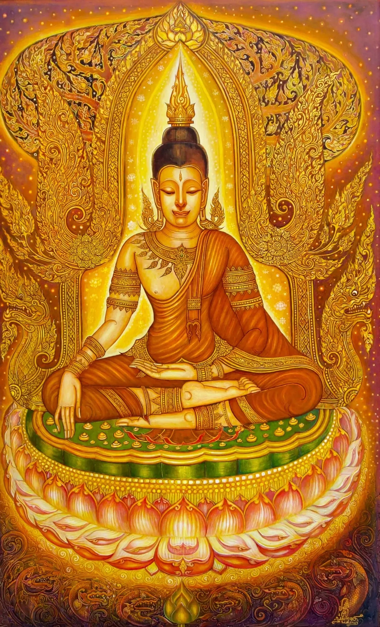 Sérénité du Bouddha | 80 x 130 cm image 1 reproduction d’œuvre d’art à l’huile