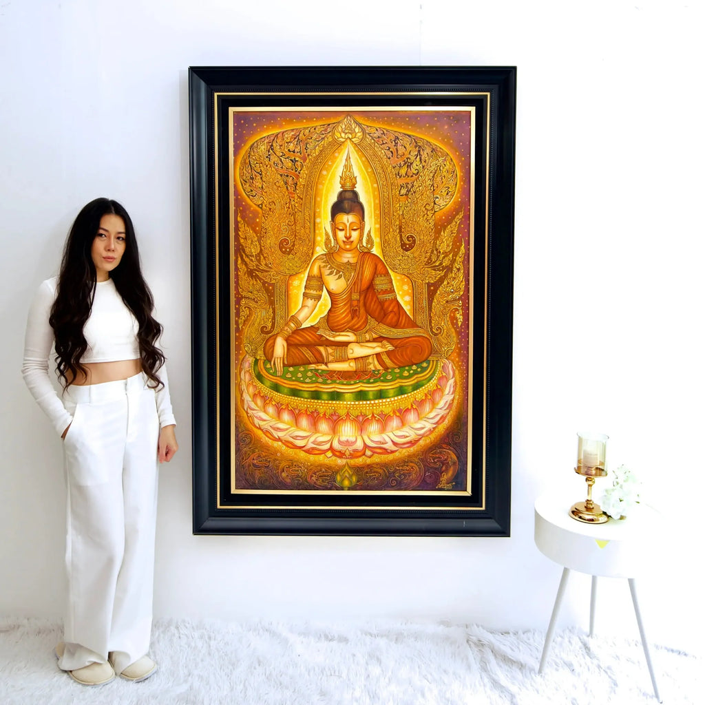 Sérénité du Bouddha | 80 x 130 cm image 3 reproduction de peinture à l’huile